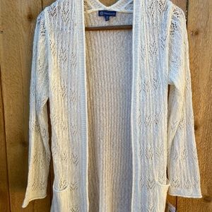 White democracy cardigan